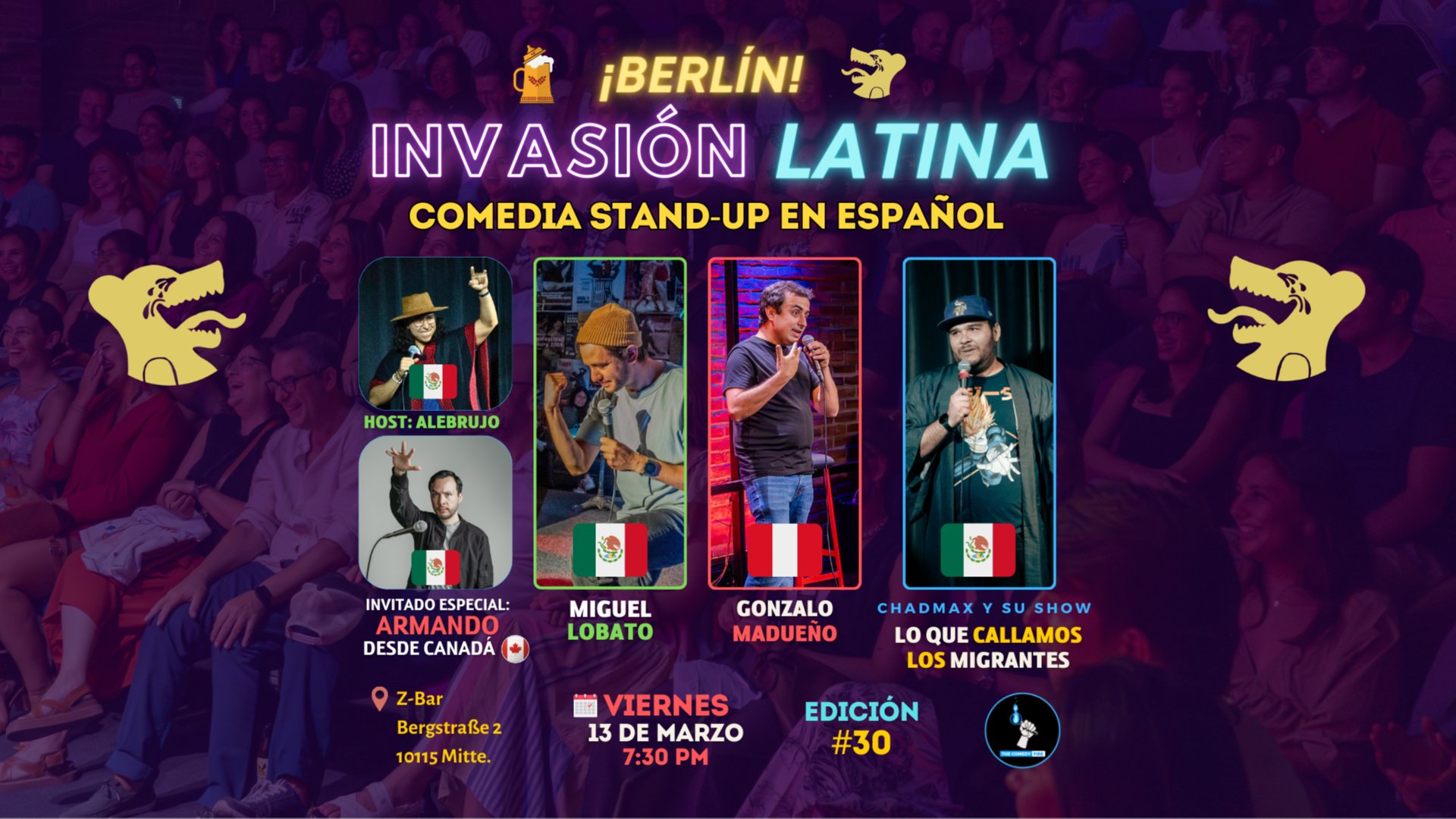 Invasión Latina  Berlín #30 - Comedia stand-up en español ¡5 comediantes!