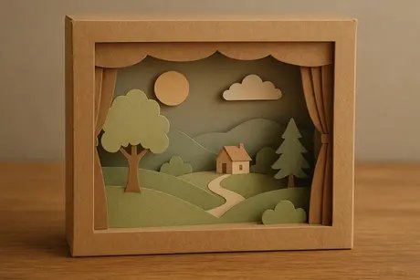 Story boxes made from paper and cardboard