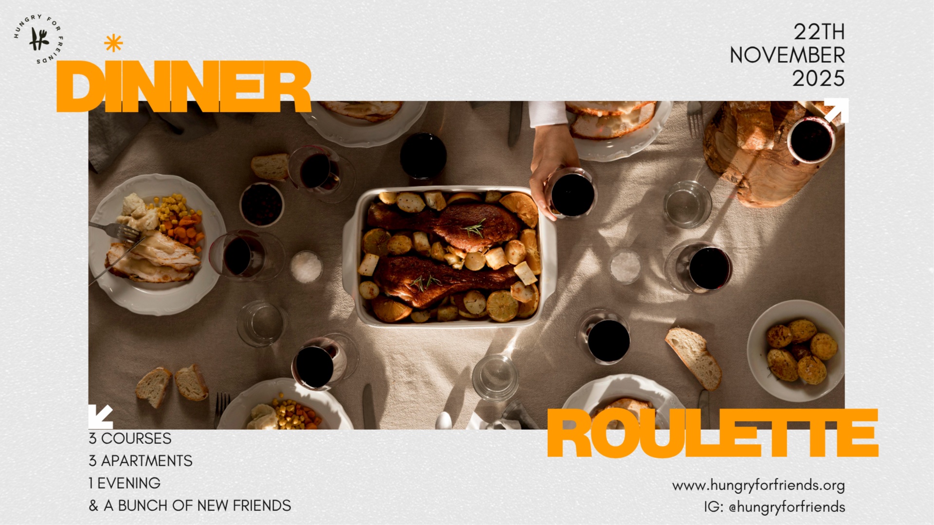 Dinner Roulette Berlin — 3 Gänge • 3 Wohnungen • 1 Abend