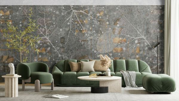 Golden Leaves Textured Mural