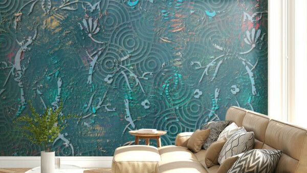 Turquoise Swirls and Blossoms