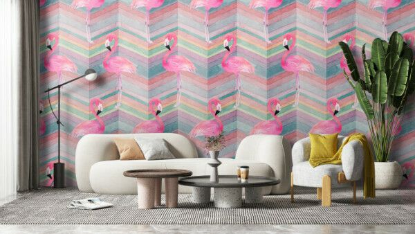 Tropical Flamingo Stripes