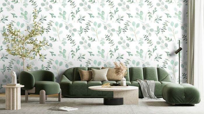 Serene Green Leafy Watercolor