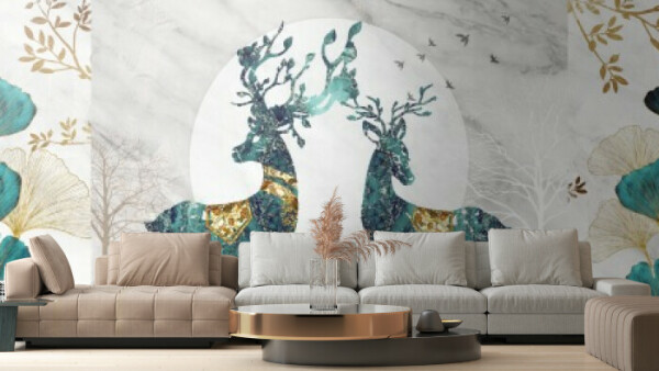 Golden Ginkgo and Mystical Stags