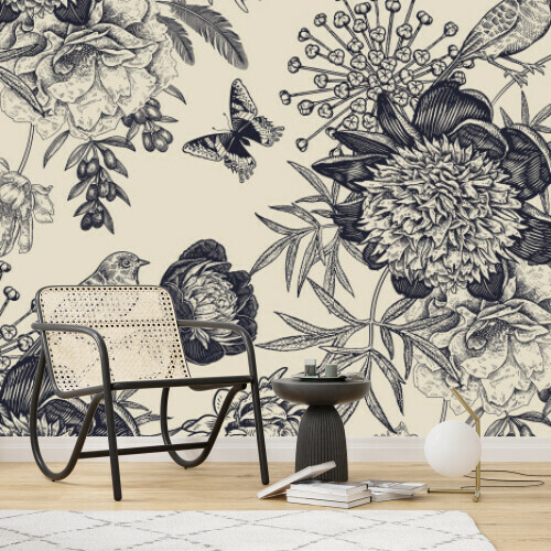Monochrome Floral and Fauna Art
