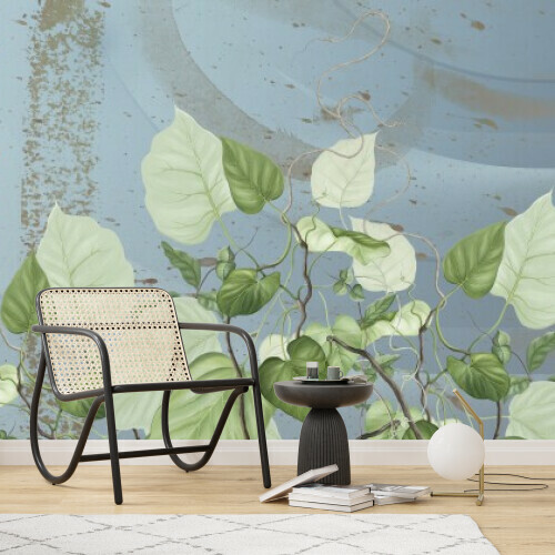 Ethereal Leaves on Vintage Blue
