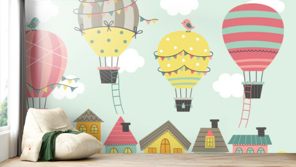 Whimsical Town and Balloons