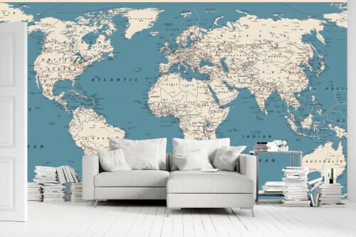 Vintage World Map Mural