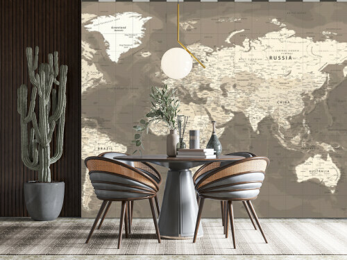 Vintage World Map Mural