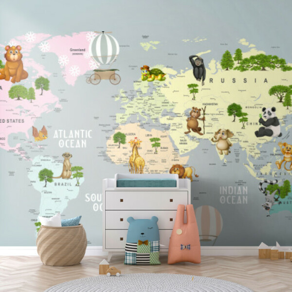 Animal World Map Wallpaper