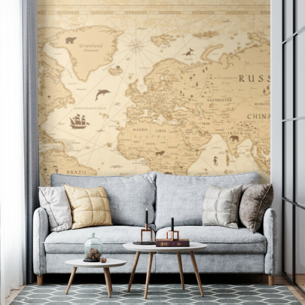 Vintage World Map Wall Mural