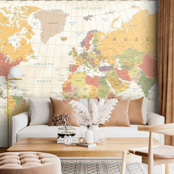 Vintage World Map Mural