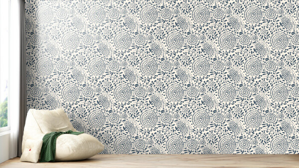 Elegant Blue and White Geometric Mosaic