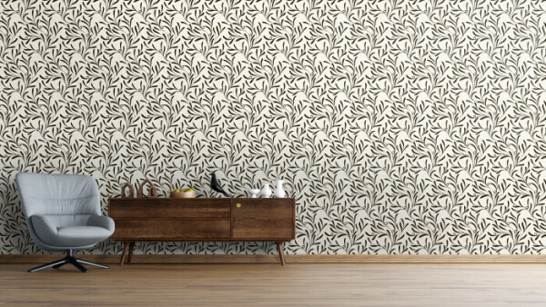 Elegant Grey Botanical Wallpaper