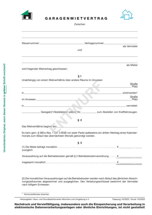 Garagenmietvertrag