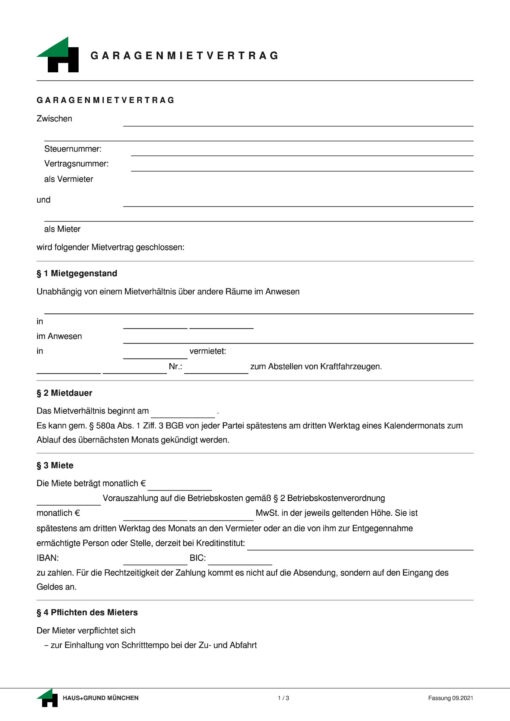 Garagenmietvertrag