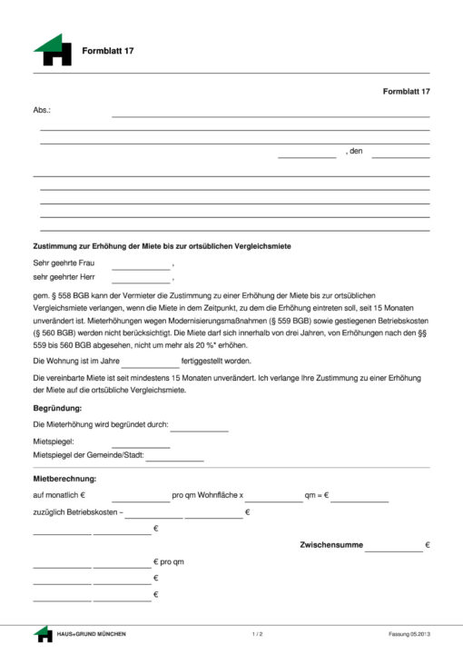 Mieterhöhungsverlangen