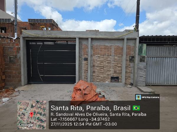 Vende-se em Santa Rita-PB  Casa, 72.22 de área total, 72.22 de área privativa, 180.00 de área do terreno,  3_qto(s), varanda, a.serv, WC, 1_sala(s), cozinha.