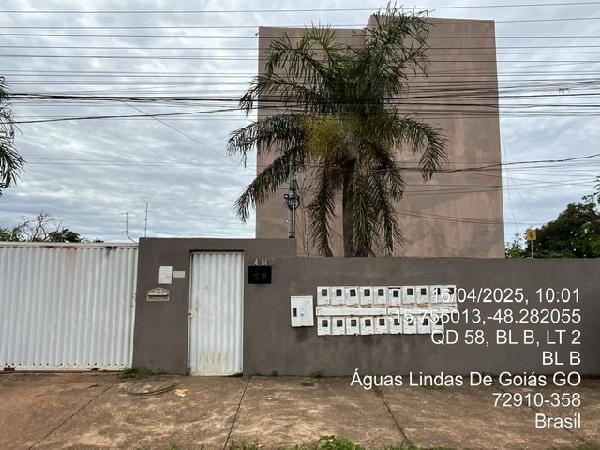 Vende-se em Aguas Lindas De Goias-GO  apto, 130.04 de área total, 61.48 de área privativa,  2_qto(s), a.serv, WC, 1_sala(s), cozinha.