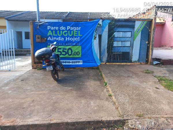 Vende-se em Santo Antonio Do Descoberto-GO  Casa, 61.80 de área total, 61.80 de área privativa, 180.00 de área do terreno,  2_qto(s), a.serv, WC, 1_sala(s), cozinha.