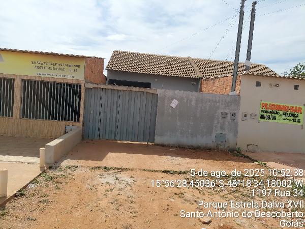Vende-se em Santo Antonio Do Descoberto-GO  Casa, 68.98 de área total, 68.98 de área privativa, 180.00 de área do terreno,  2_qto(s), varanda, a.serv, WC, 1_sala(s), cozinha.