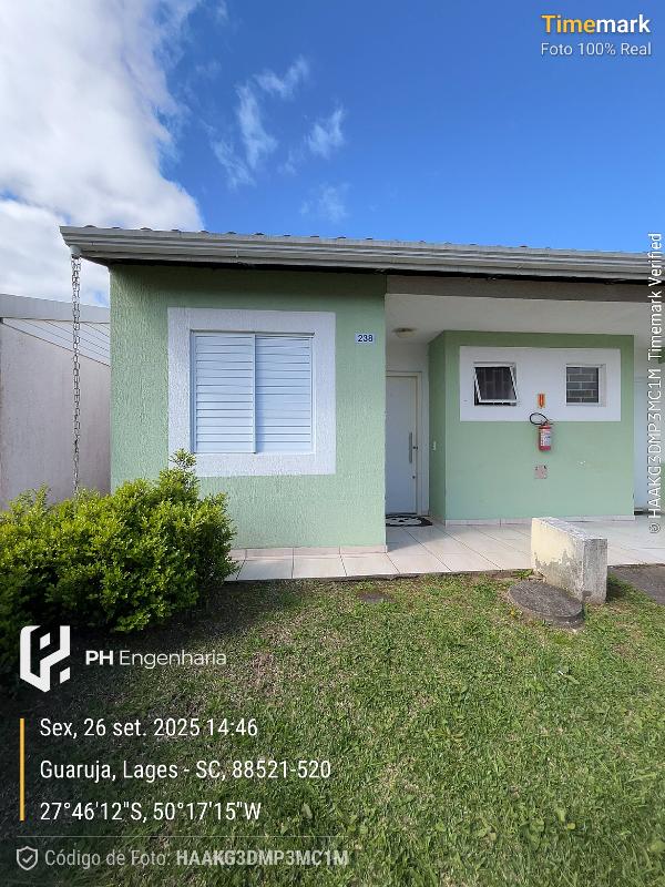 Vende-se em Lages-SC  Casa, 44.76 de área total, 40.91 de área privativa, 92.85 de área do terreno,  2_qto(s), a.serv, WC, 1_sala(s), cozinha, 1_vaga(s) de garagem.