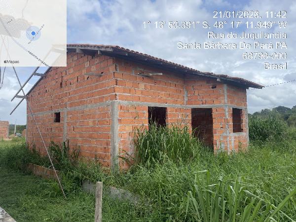 Vende-se em Santa Barbara Do Para-PA  Casa, 61.99 de área total, 61.99 de área privativa, 200.10 de área do terreno,  2_qto(s), a.serv, WC, 1_sala(s), cozinha.