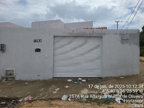 Vende-se em Horizonte-CE  Casa, 66.15 de área privativa, 402.84 de área do terreno,  2_qto(s), a.serv, WC, 1_sala(s), cozinha, 1_vaga(s) de garagem.