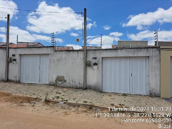 Vende-se em Horizonte-CE  Casa, 60.63 de área privativa, 562.50 de área do terreno,  2_qto(s), a.serv, WC, 1_sala(s), cozinha, 1_vaga(s) de garagem.