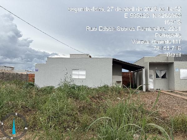 Vende-se em Varzea Grande-MT  Casa, 59.76 de área total, 59.76 de área privativa, 198.00 de área do terreno,  2_qto(s), a.serv, WC, 1_sala(s).