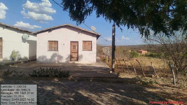 Vende-se em Francisco Macedo-PI  Casa, 60.00 de área total, 60.00 de área privativa, 200.00 de área do terreno,  2_qto(s), a.serv, WC, 1_sala(s), cozinha.