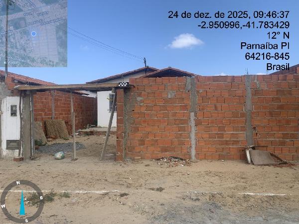 Vende-se em Parnaiba-PI  Casa, 53.14 de área total, 53.14 de área privativa, 200.00 de área do terreno,  2_qto(s), a.serv, WC, 1_sala(s), cozinha, 1_vaga(s) de garagem.