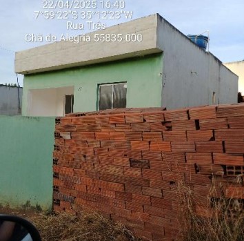 Vende-se em Cha De Alegria-PE  Casa, 57.81 de área privativa, 127.50 de área do terreno,  2_qto(s), a.serv, WC, 1_sala(s), cozinha, Terraco.