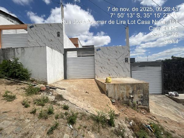 Vende-se em Carpina-PE  Casa, 58.15 de área total, 58.15 de área privativa, 100.00 de área do terreno,  2_qto(s), a.serv, WC, 1_sala(s), cozinha, 1_vaga(s) de garagem.