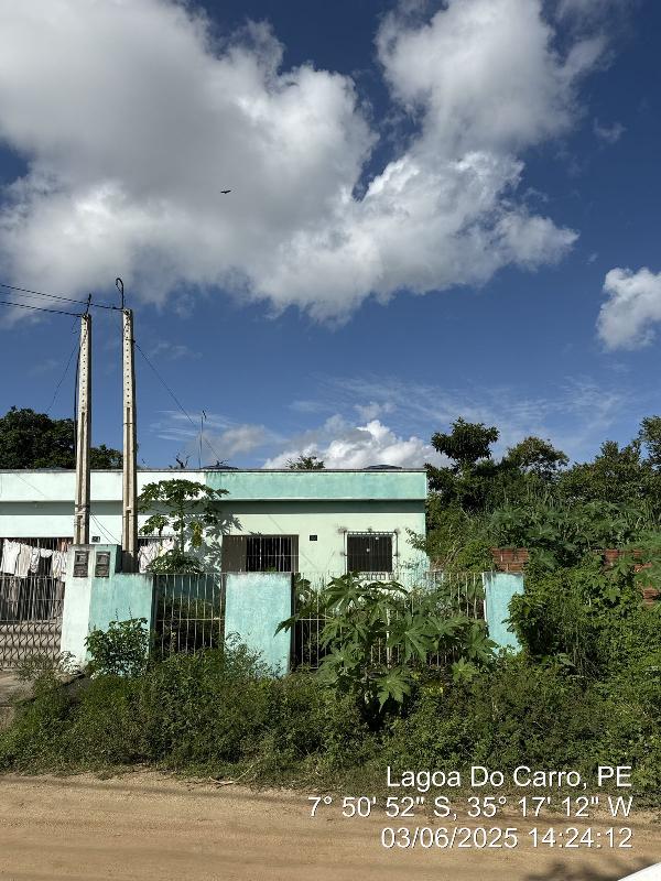Vende-se em Lagoa Do Carro-PE  Casa, 59.47 de área total, 59.47 de área privativa, 164.71 de área do terreno,  2_qto(s), a.serv, WC, 1_sala(s), cozinha.