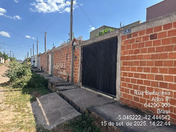 Vende-se em Altos-PI  Casa, 63.65 de área total, 63.65 de área privativa, 227.50 de área do terreno,  2_qto(s), varanda, a.serv, WC, 1_sala(s), cozinha, Terraco.