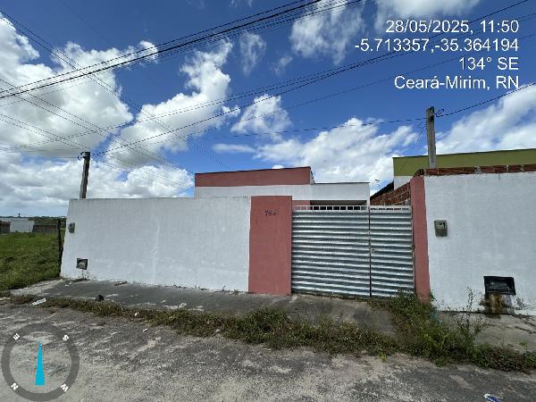Vende-se em Ceara-Mirim-RN  Casa, 60.53 de área total, 60.53 de área privativa, 200.00 de área do terreno,  2_qto(s), a.serv, WC, 1_sala(s), cozinha, Terraco, 1_vaga(s) de garagem.