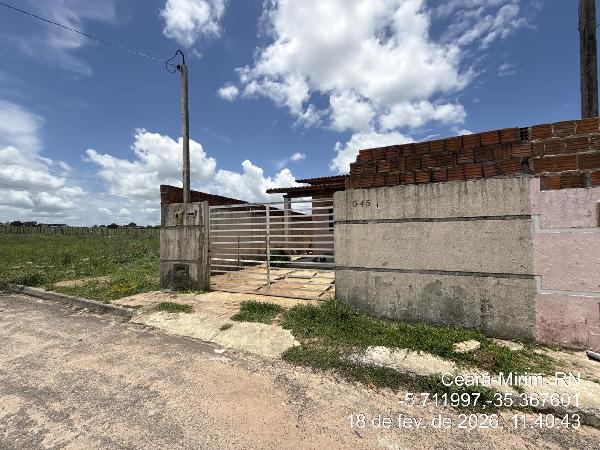 Vende-se em Ceara-Mirim-RN  Casa, 56.14 de área total, 56.14 de área privativa, 144.53 de área do terreno,  2_qto(s), a.serv, WC, 2_sala(s), cozinha, Terraco, 1_vaga(s) de garagem.
