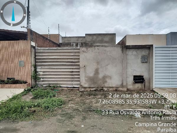 Vende-se em Campina Grande-PB  Casa, 54.65 de área total, 54.65 de área privativa, 125.00 de área do terreno,  2_qto(s), a.serv, WC, cozinha.