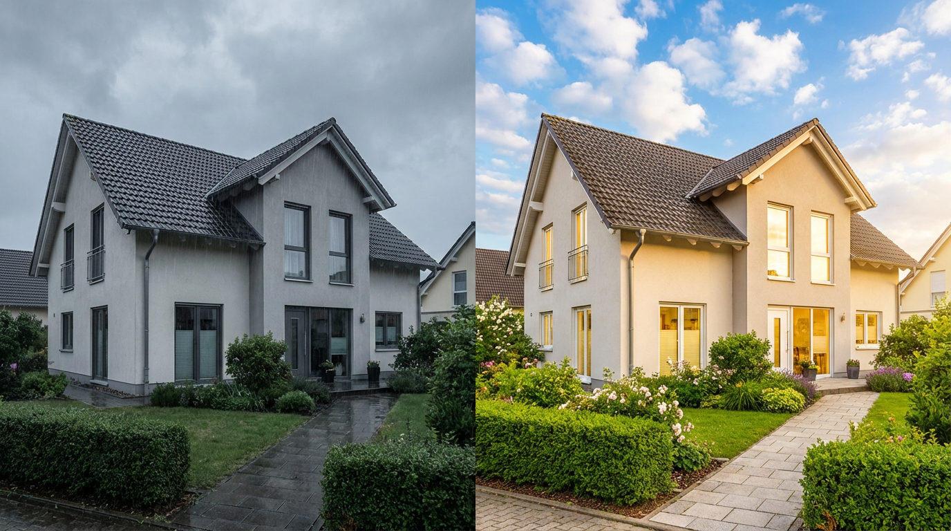 Schlechtes Wetter bei Immobilienfotos: Was tun bei grauem Himmel?