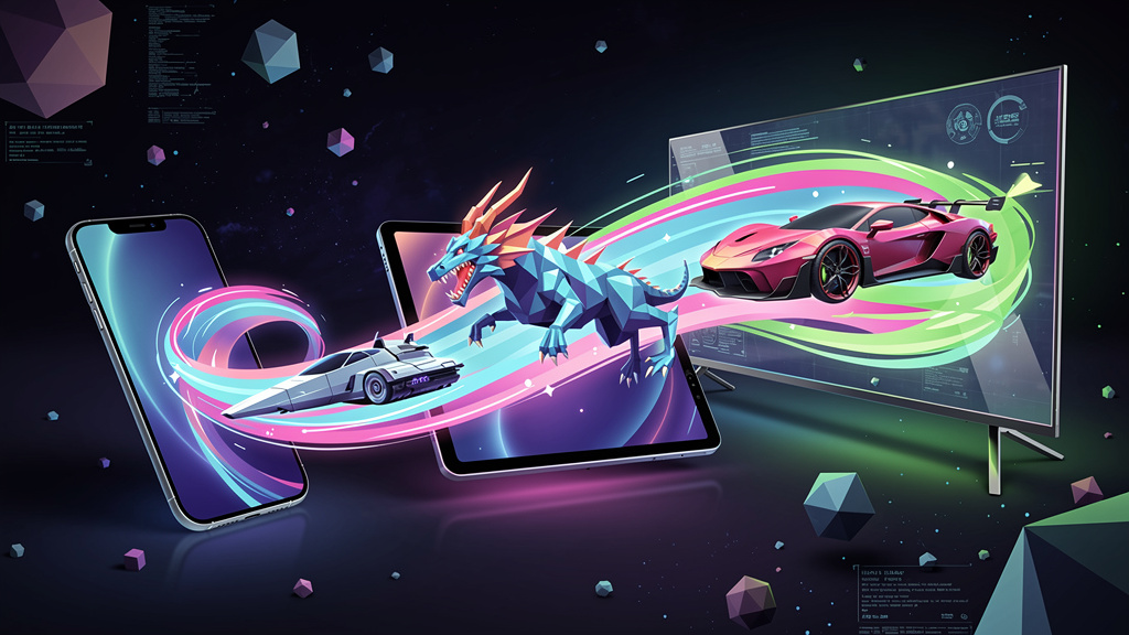 Neon Geo style landing page hero images