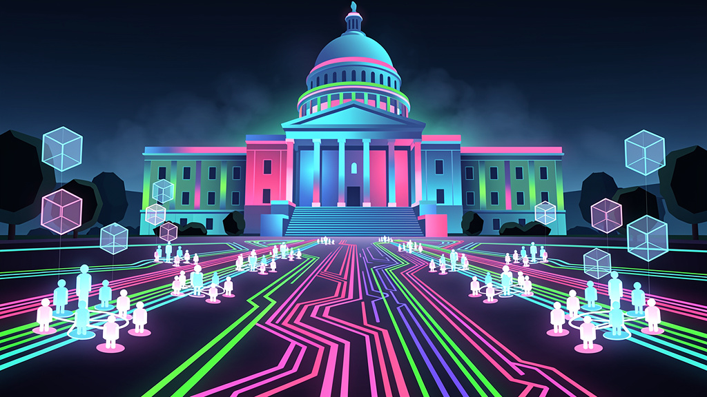 Neon Geo style landing page hero images