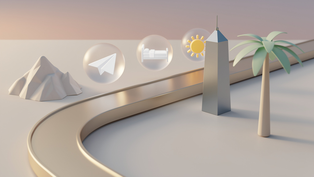 3D Render style landing page hero images