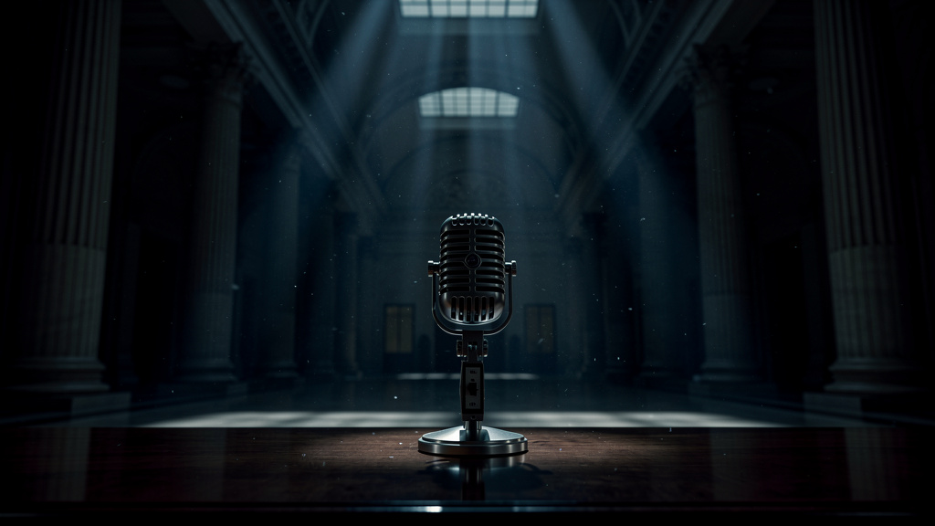 Cinematic style podcast episode covers