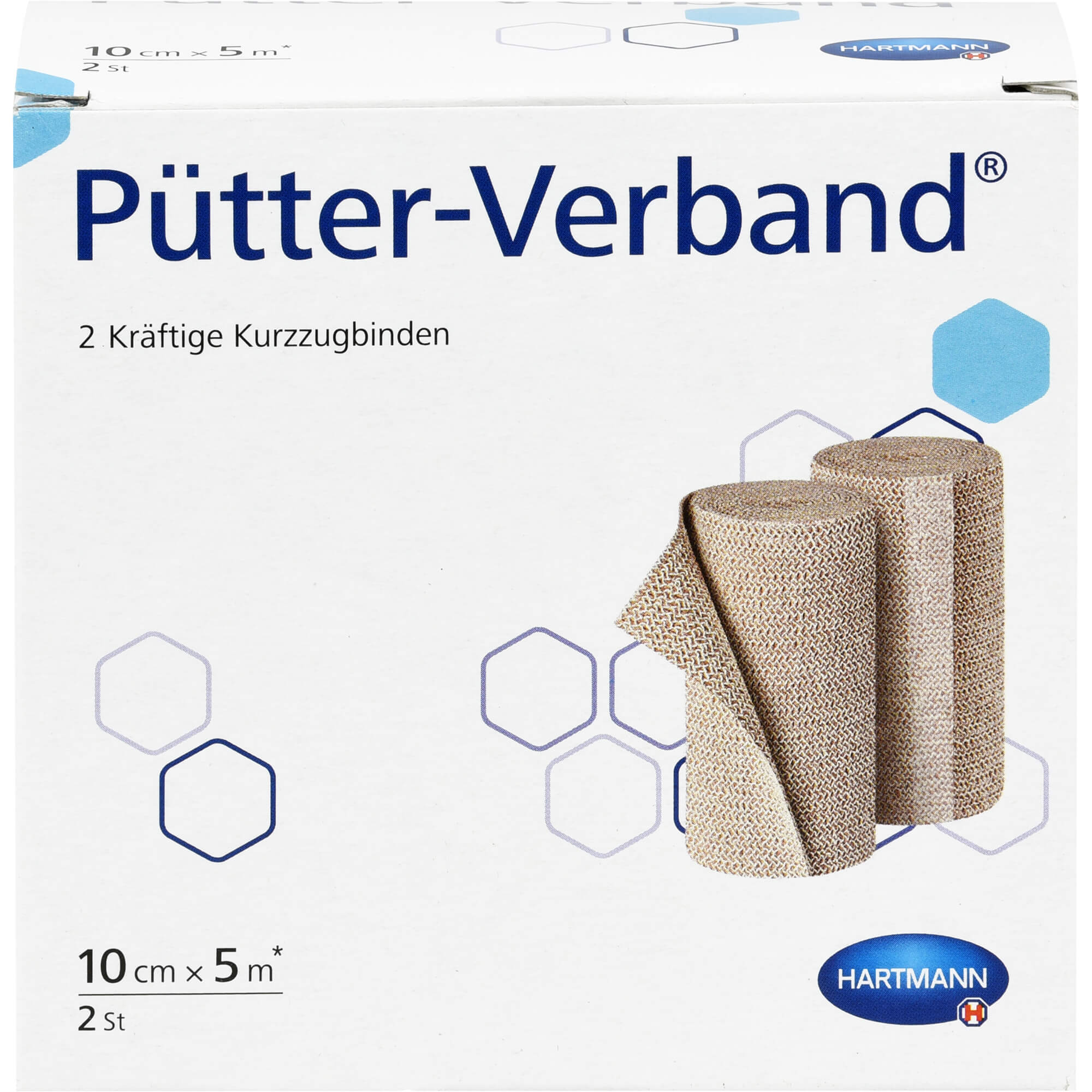 Hartmann Pütter-Verband 10 Cm X 5 M Kurzzugbinden, 2 St. Binde