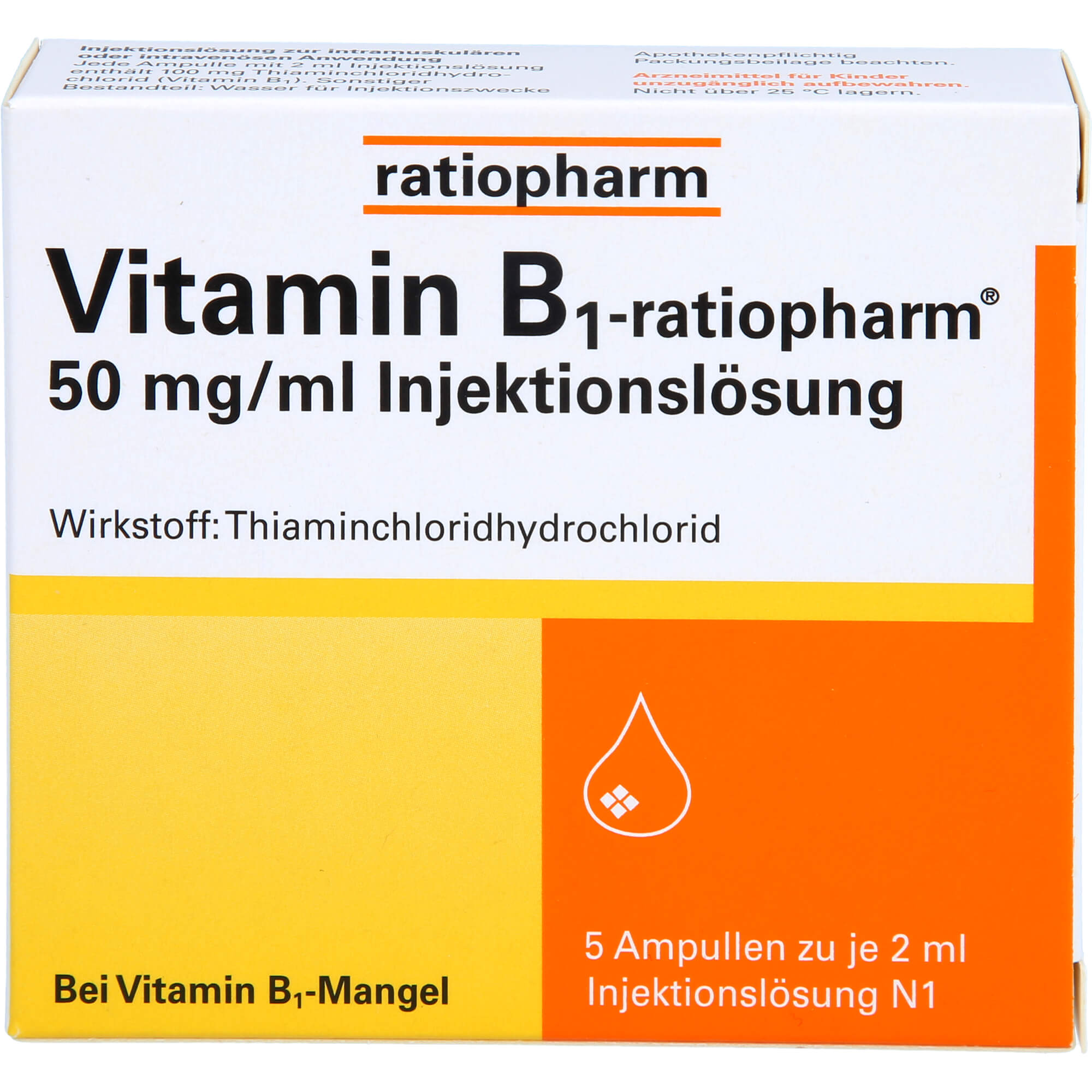 Vitamin B1-ratiopharm 50 Mg/ml Injektionslösung, 5 St. Ampullen