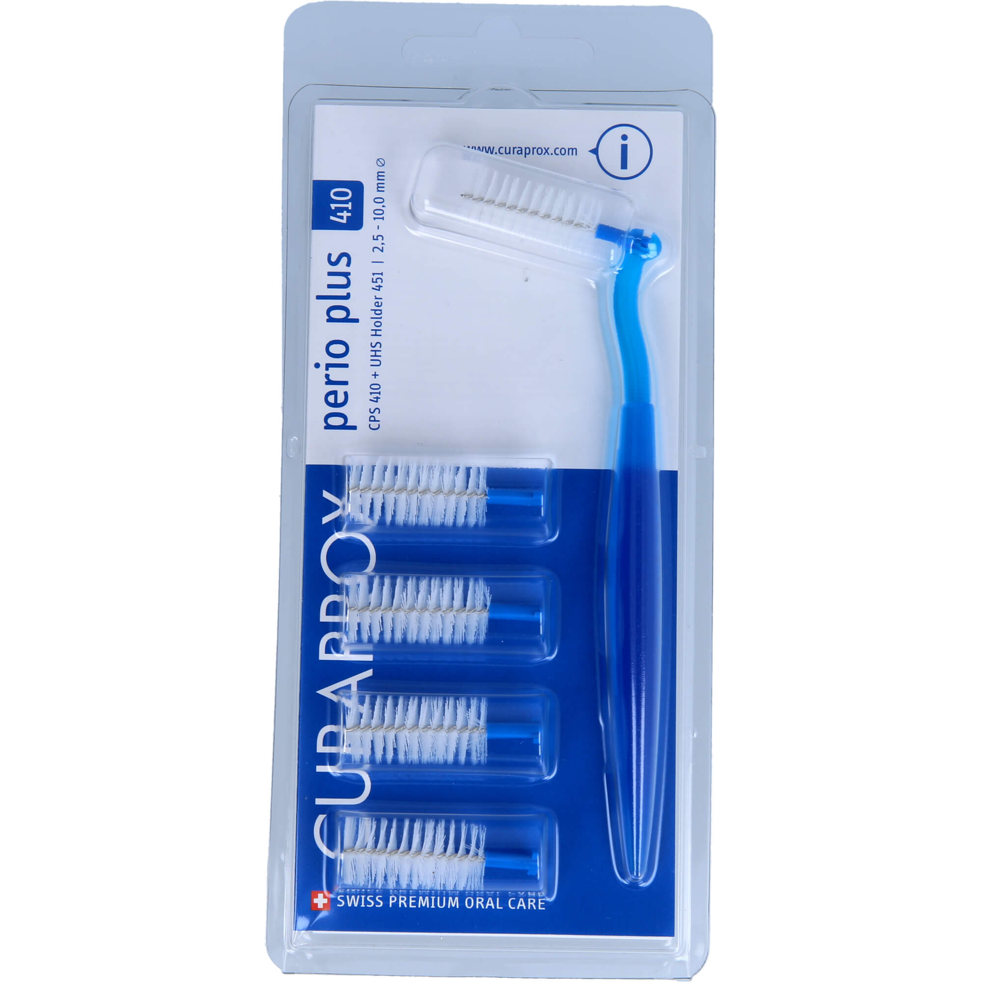 Curaprox Cps Perio Plus 410 2, 5-10 Mm Interdentalbürsten + Uhs Halter 451, 1 St. Packung