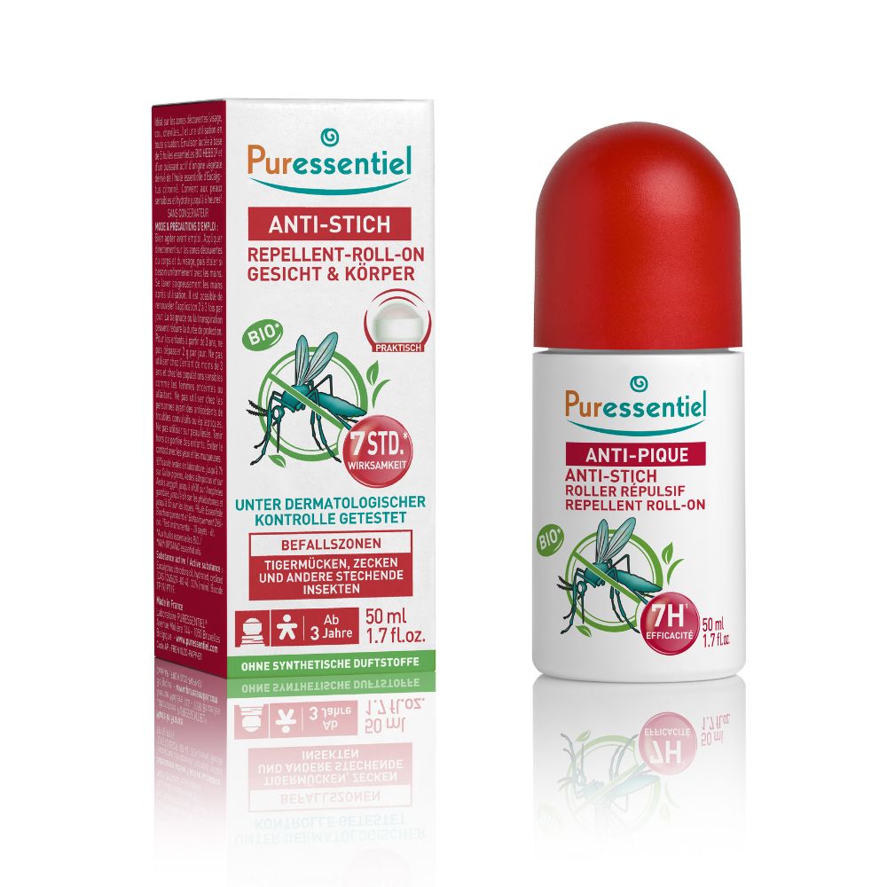 Puressentiel Anti-Stich Repellent Roll-on Für Gesicht Und Körper, 50 Ml Lösung