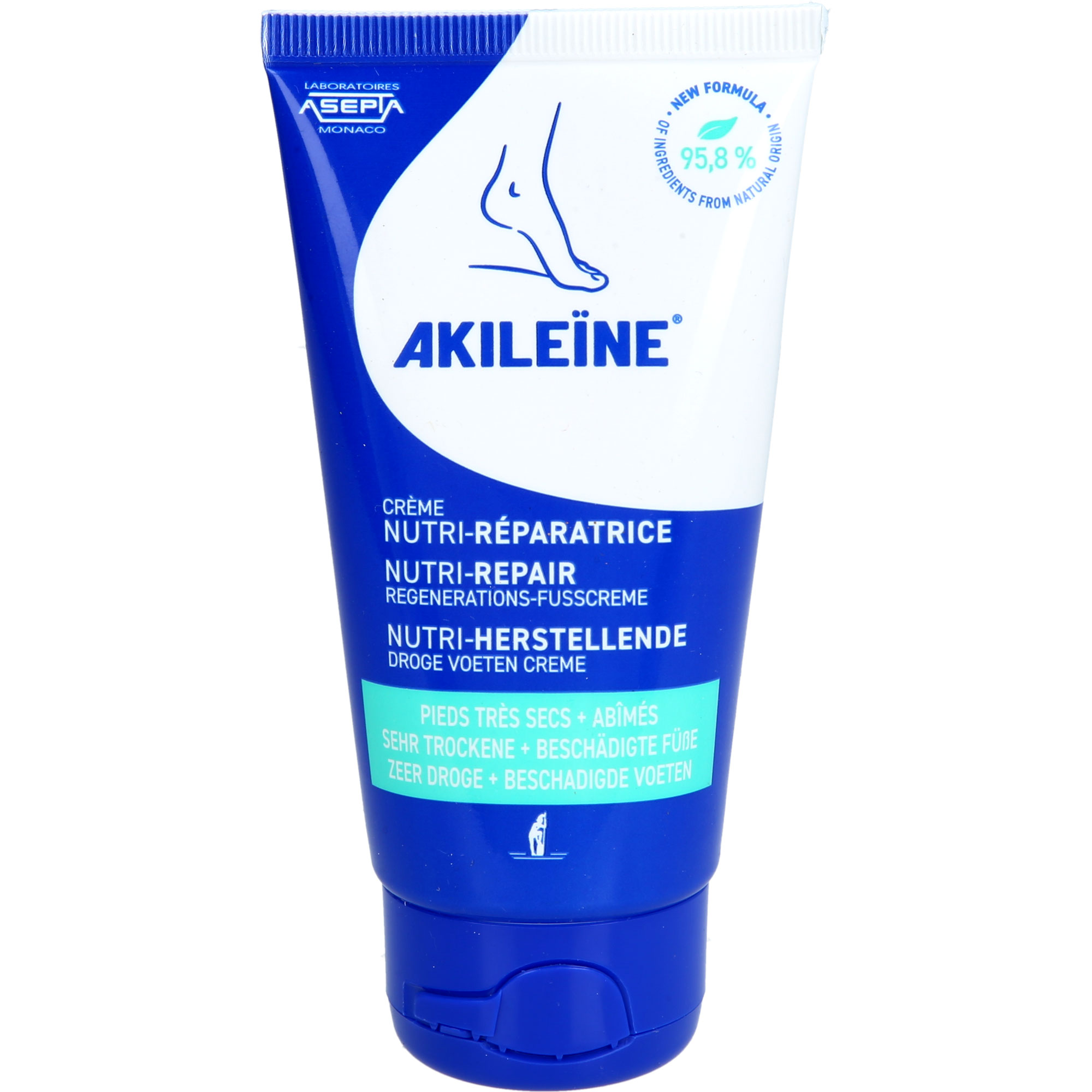 AKILEINE Nutri-Repair Creme für sehr trockene, beschädigte Füße, 75 ml Creme