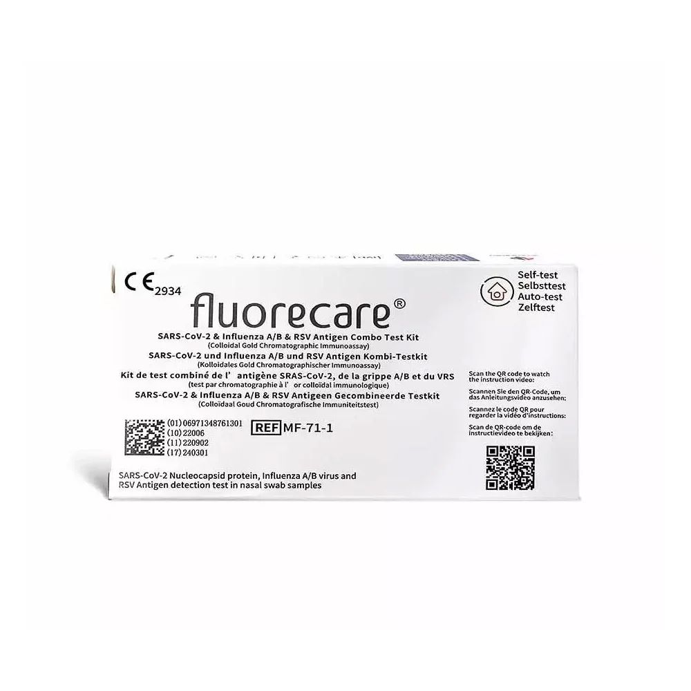 Fluorecare SARS-CoV-2- & Influenza-A/B- & RSV-Antigen-Kombi-Testkit, 1 pc Test